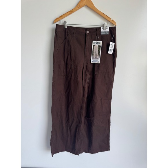 Rewash Pants - Rewash Super High Rise Carpenter Wide Leg Pants Timber Brown Size 9  10 straight